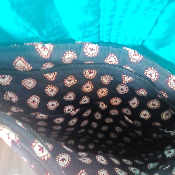 Boho Chic Black & White Cotton Crossbody Bag With Red Accents Zipper Pocket Adju - Picture 3 of 7